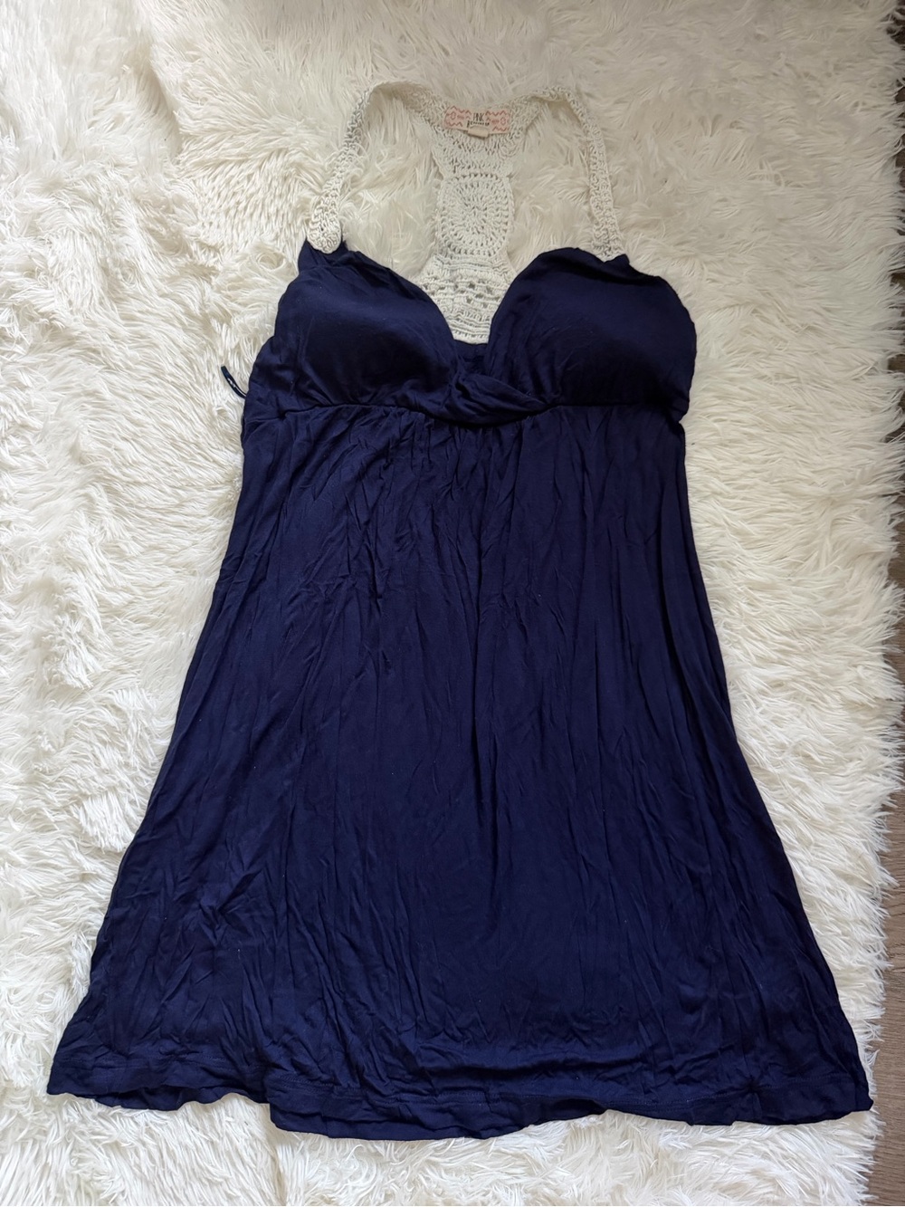 Navy Tunic with Crochet Back